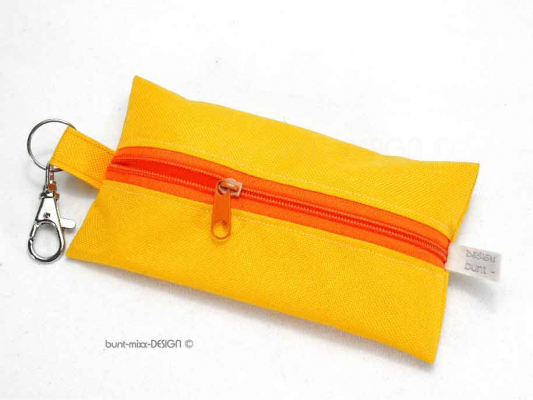 Täschchen GELB Outdoorstoff, mit Zipper orange, Kopfhörer Inhalator Kosmetik wetbag, by BuntMixxDESIGN